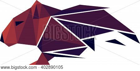 Vector Mouse In Low Poly Style. Digital Art