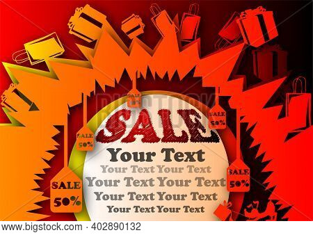 Vector Sale In Paper Art Style. Digital Art