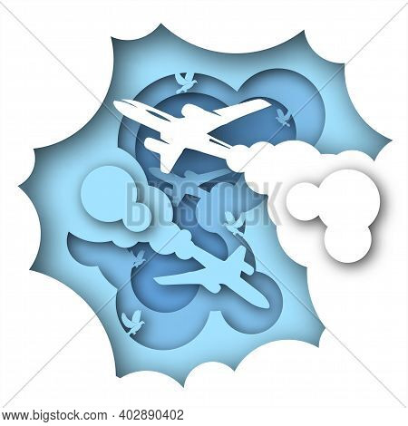 Vector Travel In Paper Art Style. Digital Art
