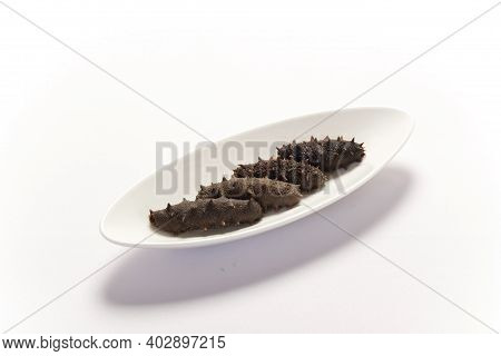 Beautiful Sea Cucumber Seafood Isolated On White Background