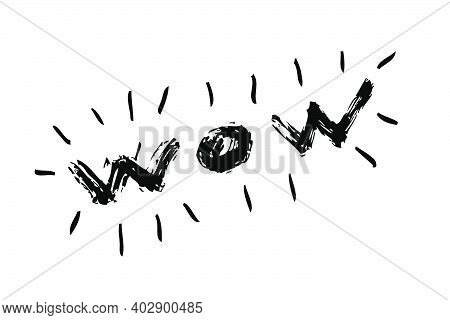 Simple Hand Draw Sketch Vector Surpise Or Shock Expression, Wow