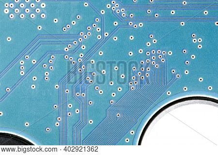 Blue computer motherboard closeup photo