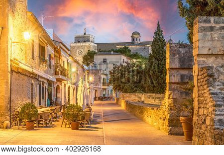 Landscape With Alcudia Old Town In Palma De Mallorca Islands, Spain
