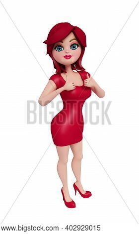 3d Illustration Of Girl With Thumsup Pose.