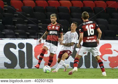 Rio, Brazil - December 06, 2021: De Arrascaeta Player In Match Between Flamengo And Fluminense By Br