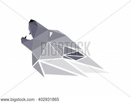 Vector Wolf In Low Poly Style. Digital Art