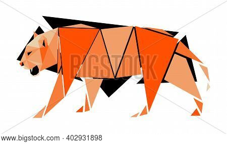 Vector Tiger In Low Poly Style. Digital Art