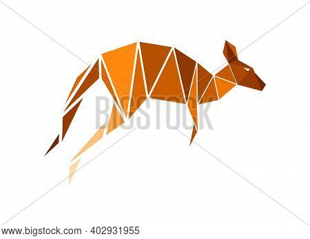 Vector Kangoroo In Low Poly Style. Digital Art