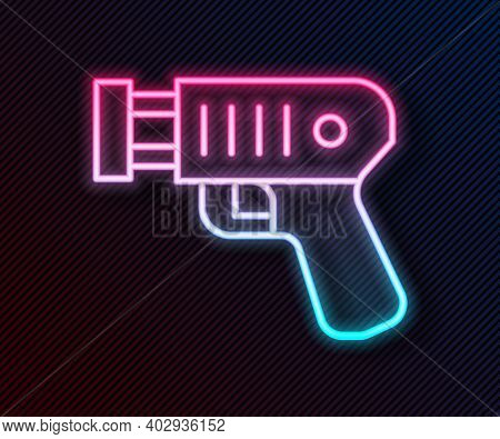 Glowing Neon Line Police Electric Shocker Icon Isolated On Black Background. Shocker For Protection.