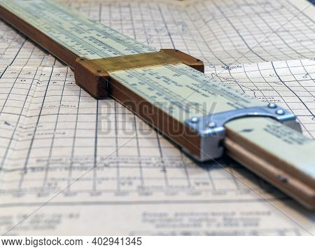 Vintage Equipments For Air Navigation: Pilot`s Slide Rule, Area Sketch, Compasses & Etc. Translation