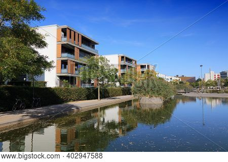 Essen City In Ruhr Region, Germany. Westviertel District Skyline.