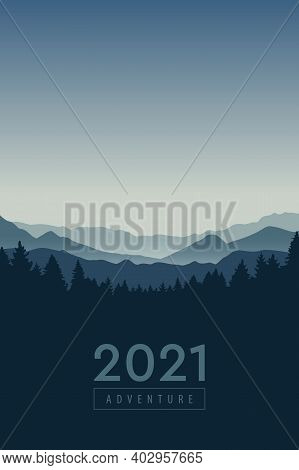 Adventure Blue Mountain Landscape Background Vector Illustration Eps10