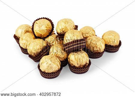 Mixed Colorful Sweets On White Background Closeup, Confectionery, Confection, Bonbon, Lollipops