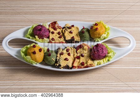 Georgian Snack Named Phali With Salad On A White Plate
