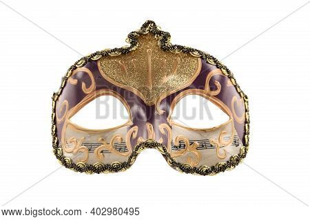 Beautiful Purple Carnival Mask Isolated On White