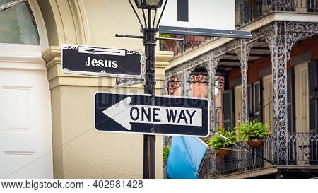 Street Sign The Direction Way To Jesus