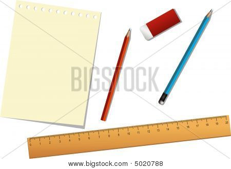 Schule-Tools und Papier