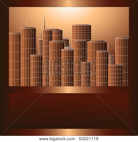 scyscrapers in brown metal frame