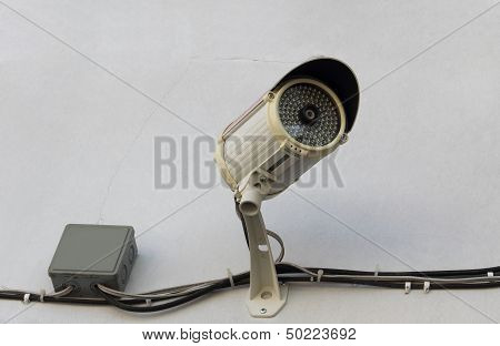 Security Camera Hanging On The Wall