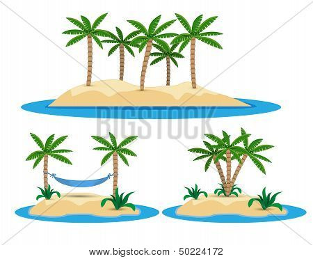 illustration of isolated island with palm trees