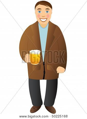 cheerful man with beer mug
