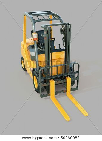 Modern forklift truck on gray background
