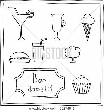 Set of cute food drawings