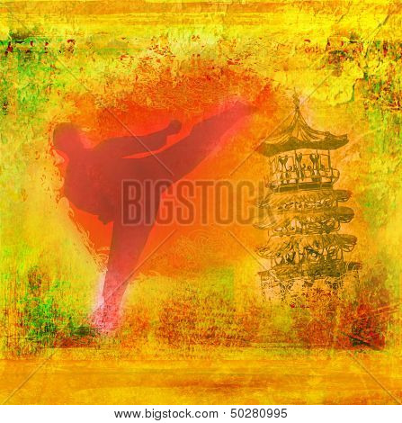 Karate Man - Grunge Background
