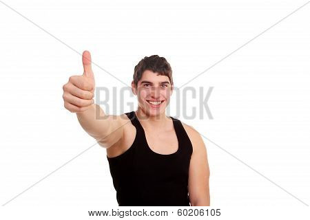 Young man with thumbs up