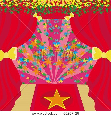 Movie Star Symbol On A Red Carpet Representing Hollywood Premier Grand Opening.