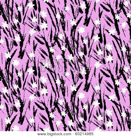 Vector pattern with hand drawn sakura flowers.