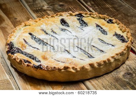 Homemade Organic Berry Pie With Blueberries And Blackberries