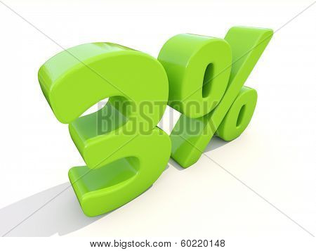Three percent off. Discount 3%. 3D illustration.