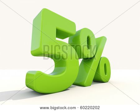 Five percent off. Discount 5%. 3D illustration.
