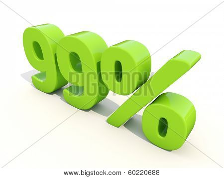 Ninety-nine percent off. Discount 99%. 3D illustration.