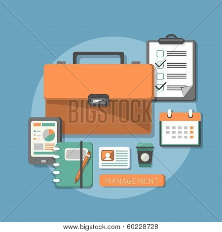 Flat Design Concept Of Business Management