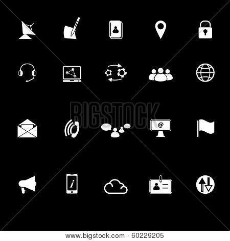 Communication Icons With Reflect On Black Background