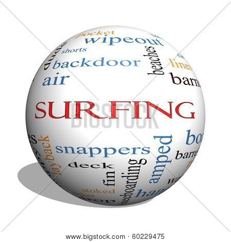 Surfing 3D Sphere Word Cloud Concept