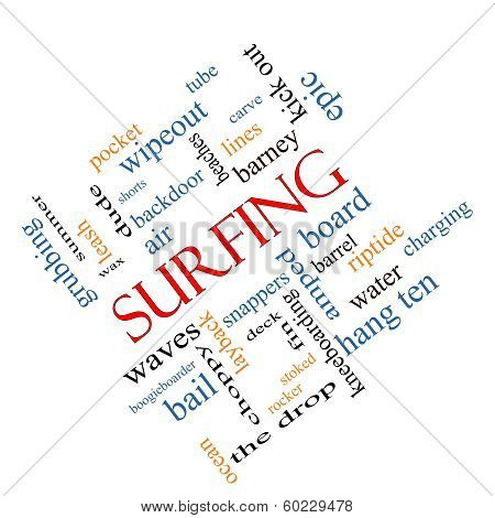 Surfing Word Cloud Concept Angled
