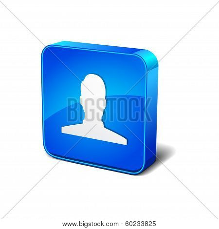 User 3d Rounded Corner Blue Vector Icon Button