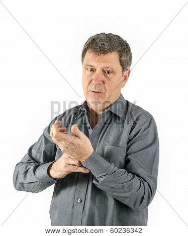 Man Buttoning His Shirt