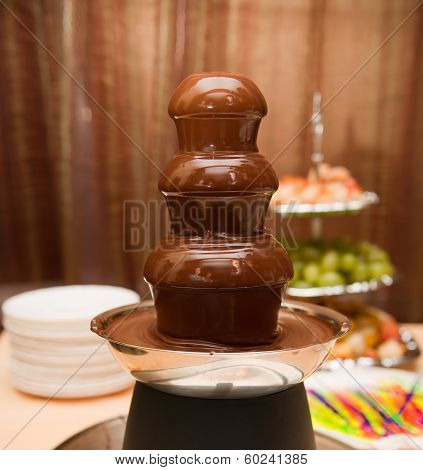 Chocolate fondue close up