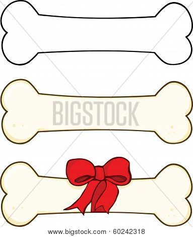 Dog Bone Cartoon Illustrations 1. Set Collection