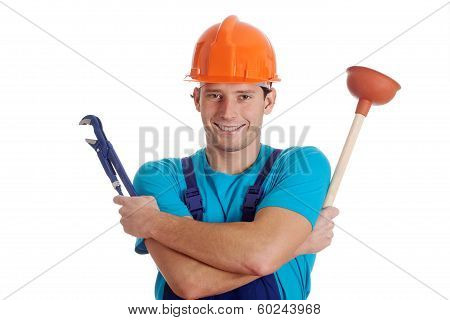 Man Holding Hydraulic Tools