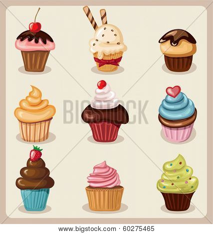 Cupcake set.Vector