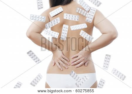 Nude Woman With Blisters Of Pills