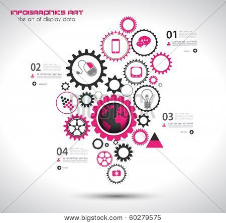 Infographic moder gear based template for your statistica data display backgrounds