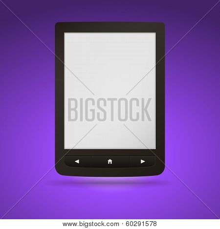 e-book reader. You may add your own text or picture.