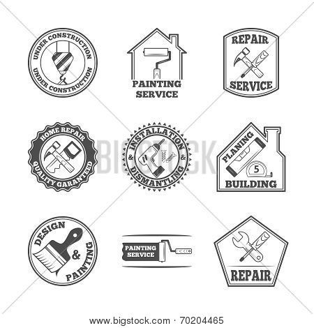 Home repair tools labels icons