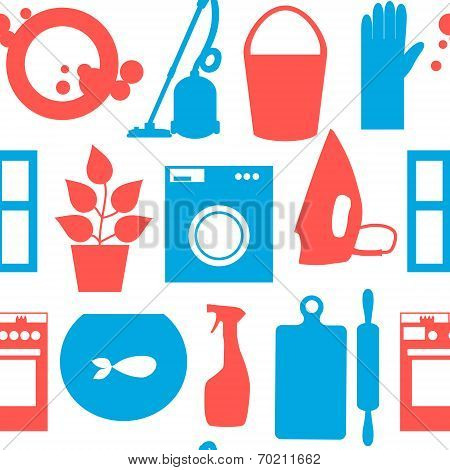 Seamless pattern with objects house cleaning. Vector illustration.